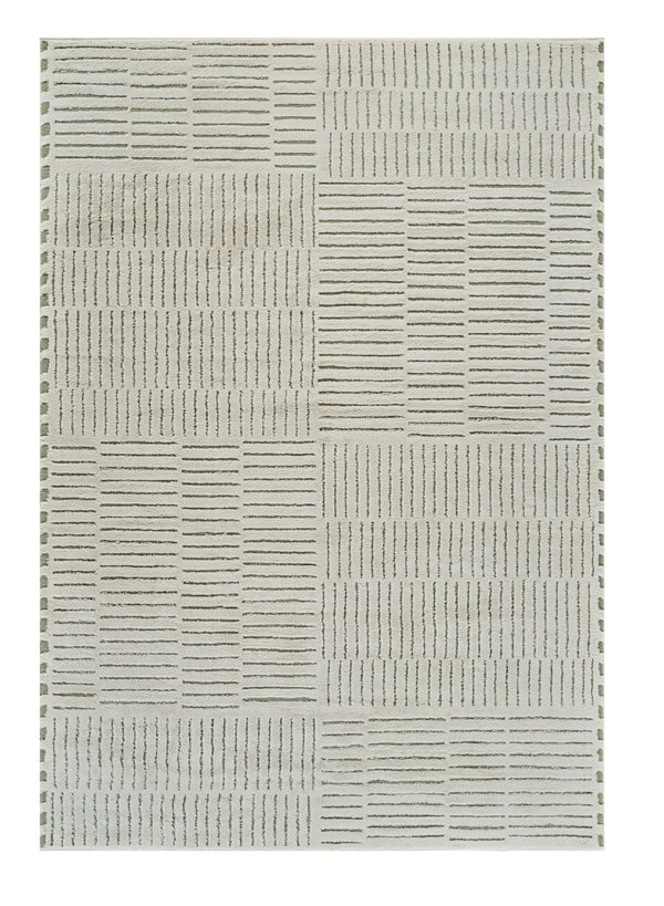 Homeroots 5' X 8' Cream And Green Abstract Worn Faded Area Rug  Polypropylene 559041