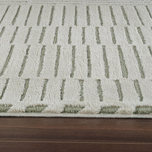 Homeroots 5' X 8' Cream And Green Abstract Worn Faded Area Rug  Polypropylene 559041