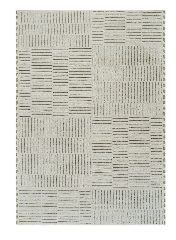 Homeroots 5' X 8' Cream And Green Abstract Worn Faded Area Rug  Polypropylene 559041