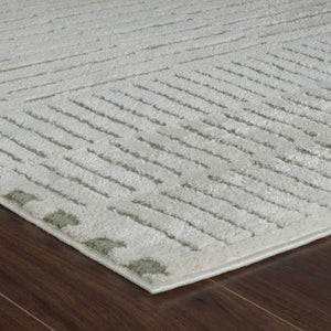 HomeRoots 4' Cream and Green Abstract Distressed Area Rug – Modern Softness and Durability for Any Room 7' X 10' 559042