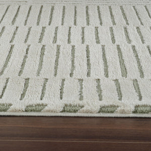 HomeRoots 4' Cream and Green Abstract Distressed Area Rug – Modern Softness and Durability for Any Room 7' X 10' 559042
