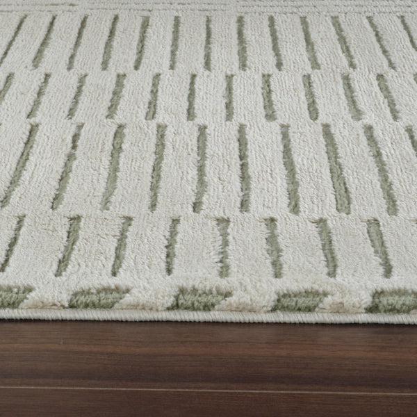 HomeRoots 4' Cream and Green Abstract Distressed Area Rug – Modern Softness and Durability for Any Room 7' X 10' 559042