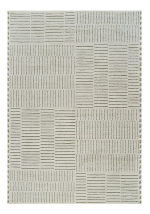 HomeRoots 4' Cream and Green Abstract Distressed Area Rug – Modern Softness and Durability for Any Room 7' X 10' 559042