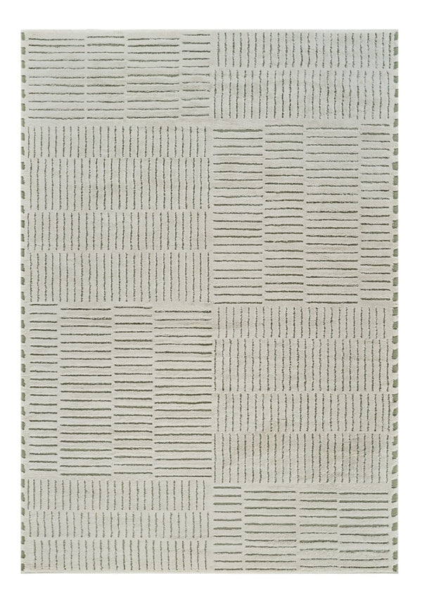 HomeRoots 4' Cream and Green Abstract Distressed Area Rug – Modern Softness and Durability for Any Room 7' X 10' 559042