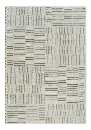 HomeRoots 4' Cream and Green Abstract Distressed Area Rug – Modern Softness and Durability for Any Room 7' X 10' 559042