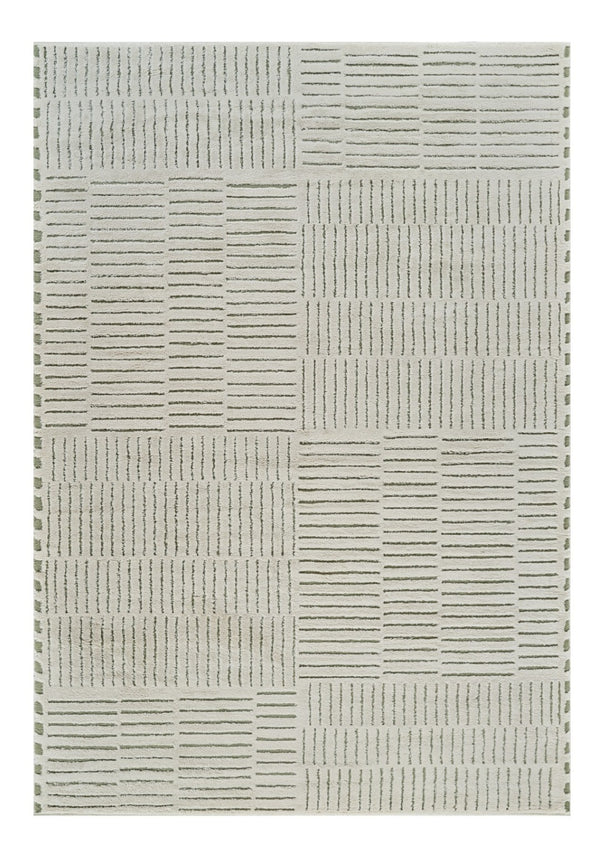 HomeRoots 4' Cream and Green Abstract Distressed Area Rug – Modern Softness and Durability for Any Room 7' X 10' 559042