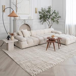 HomeRoots 4' Cream and Green Abstract Distressed Area Rug – Modern Softness and Durability for Any Room 7' X 10' 559042