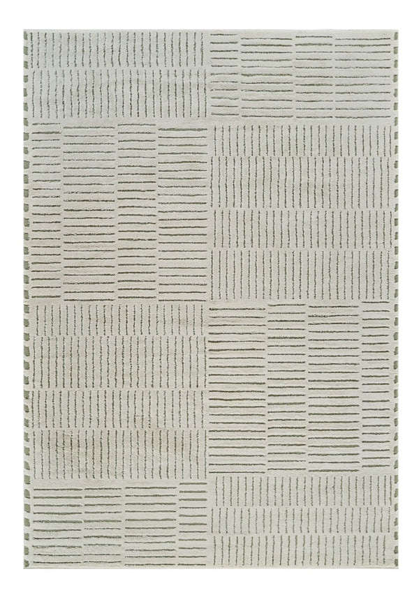 Homeroots 8' X 11' Cream And Green Abstract Distressed Area Rug  Polypropylene 559043
