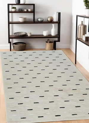 Homeroots 4' X 6' Cream And Black Abstract Distressed Area Rug  Polypropylene 559044