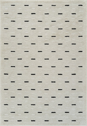 HomeRoots 4' Cream and Black Abstract Distressed Area Rug – Modern Design, Stain-Resistant, Durable Style for Any Space 7' X 10' 559046