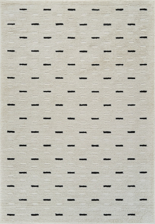 HomeRoots 4' Cream and Black Abstract Distressed Area Rug – Modern Design, Stain-Resistant, Durable Style for Any Space 7' X 10' 559046