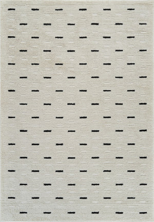 HomeRoots 4' Cream and Black Abstract Distressed Area Rug – Modern Design, Stain-Resistant, Durable Style for Any Space 7' X 10' 559046
