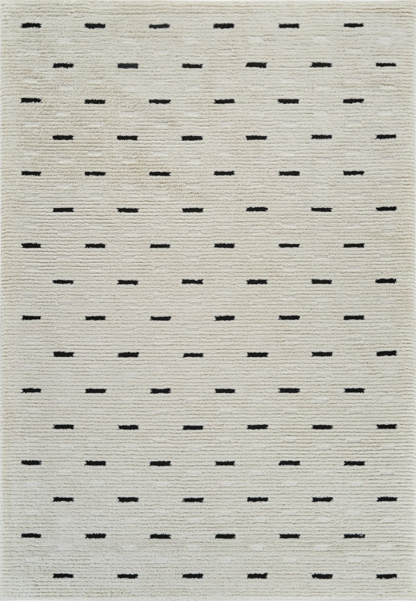 HomeRoots 4' Cream and Black Abstract Distressed Area Rug – Modern Design, Stain-Resistant, Durable Style for Any Space 7' X 10' 559046