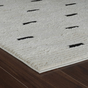 HomeRoots 4' Cream and Black Abstract Distressed Area Rug – Modern Design, Stain-Resistant, Durable Style for Any Space 7' X 10' 559046