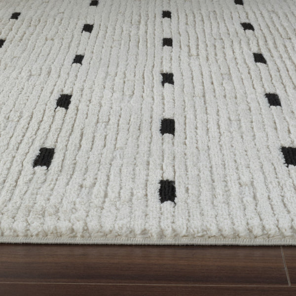 HomeRoots 4' Cream and Black Abstract Distressed Area Rug – Modern Design, Stain-Resistant, Durable Style for Any Space 7' X 10' 559046