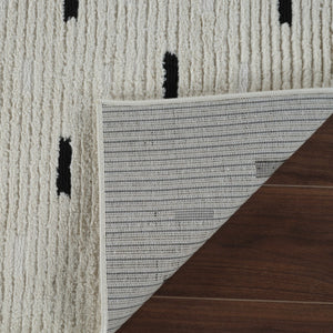 HomeRoots 4' Cream and Black Abstract Distressed Area Rug – Modern Design, Stain-Resistant, Durable Style for Any Space 7' X 10' 559046