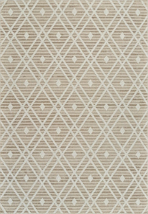 HomeRoots 5' Stylish Cream and Brown Geometric Distressed Area Rug for Indoor & Outdoor Spaces, Durable Design 5' X 8' 559050