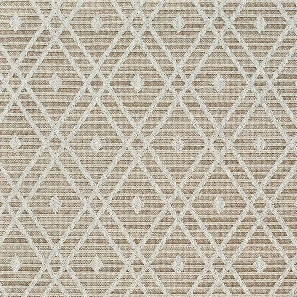 Homeroots 5' X 8' Cream And Brown Geometric Distressed Indoor Outdoor Area Rug  Polypropylene 559050