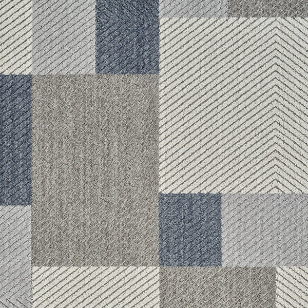 Homeroots 4' X 6' Gray And Blue Geometric Distressed Indoor Outdoor Area Rug  Polypropylene 559059