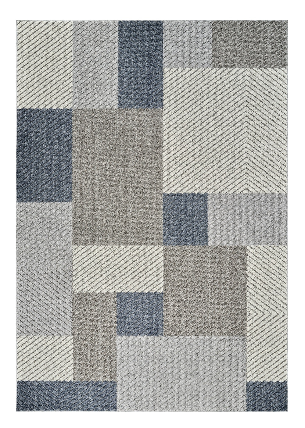 Homeroots 4' X 6' Gray And Blue Geometric Distressed Indoor Outdoor Area Rug  Polypropylene 559059