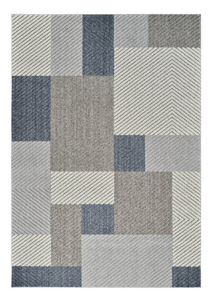 Homeroots 4' X 6' Gray And Blue Geometric Distressed Indoor Outdoor Area Rug  Polypropylene 559059