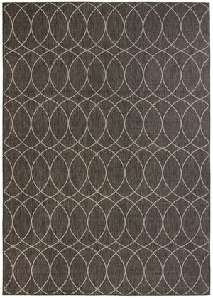 Unique Loom Outdoor Trellis Gitter Machine Made Trellis Rug Charcoal, Ivory 10' 0" x 14' 1"