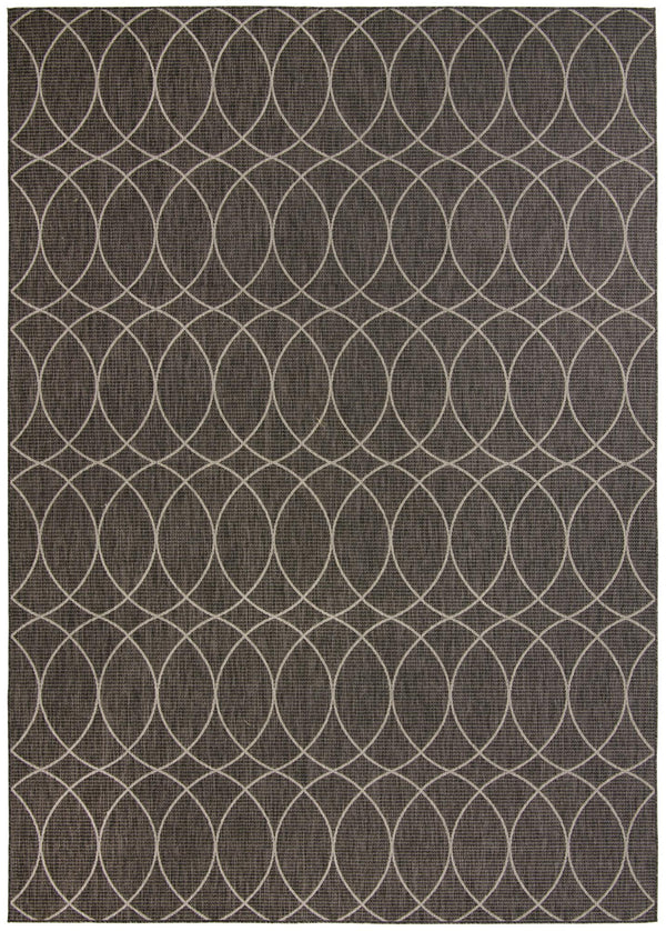 Unique Loom Outdoor Trellis Gitter Machine Made Trellis Rug Charcoal, Ivory 10' 0" x 14' 1"