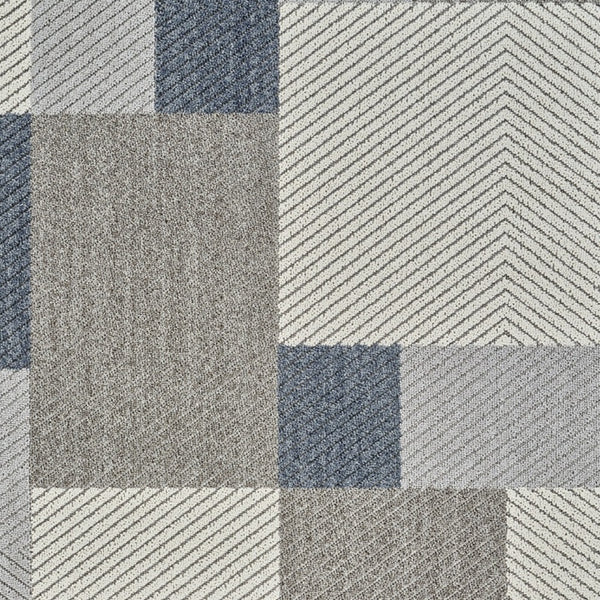 Homeroots 5' X 8' Gray And Blue Geometric Distressed Indoor Outdoor Area Rug  Polypropylene 559060