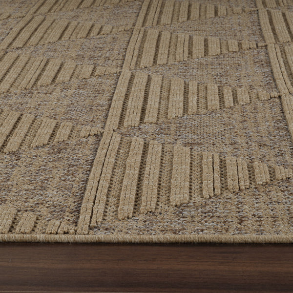 Homeroots 5' X 8' Beige And Brown Geometric Distressed Indoor Outdoor Area Rug  Polypropylene 559065