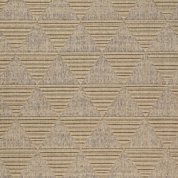 HomeRoots 5' Geometric Distressed Area Rug - Beige & Brown Indoor/Outdoor Rug for High-Traffic Spaces & Decor 559065