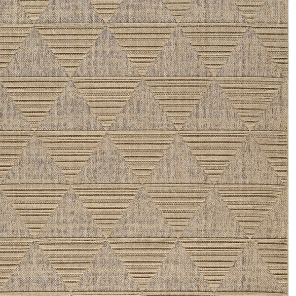 Homeroots 5' X 8' Beige And Brown Geometric Distressed Indoor Outdoor Area Rug  Polypropylene 559065