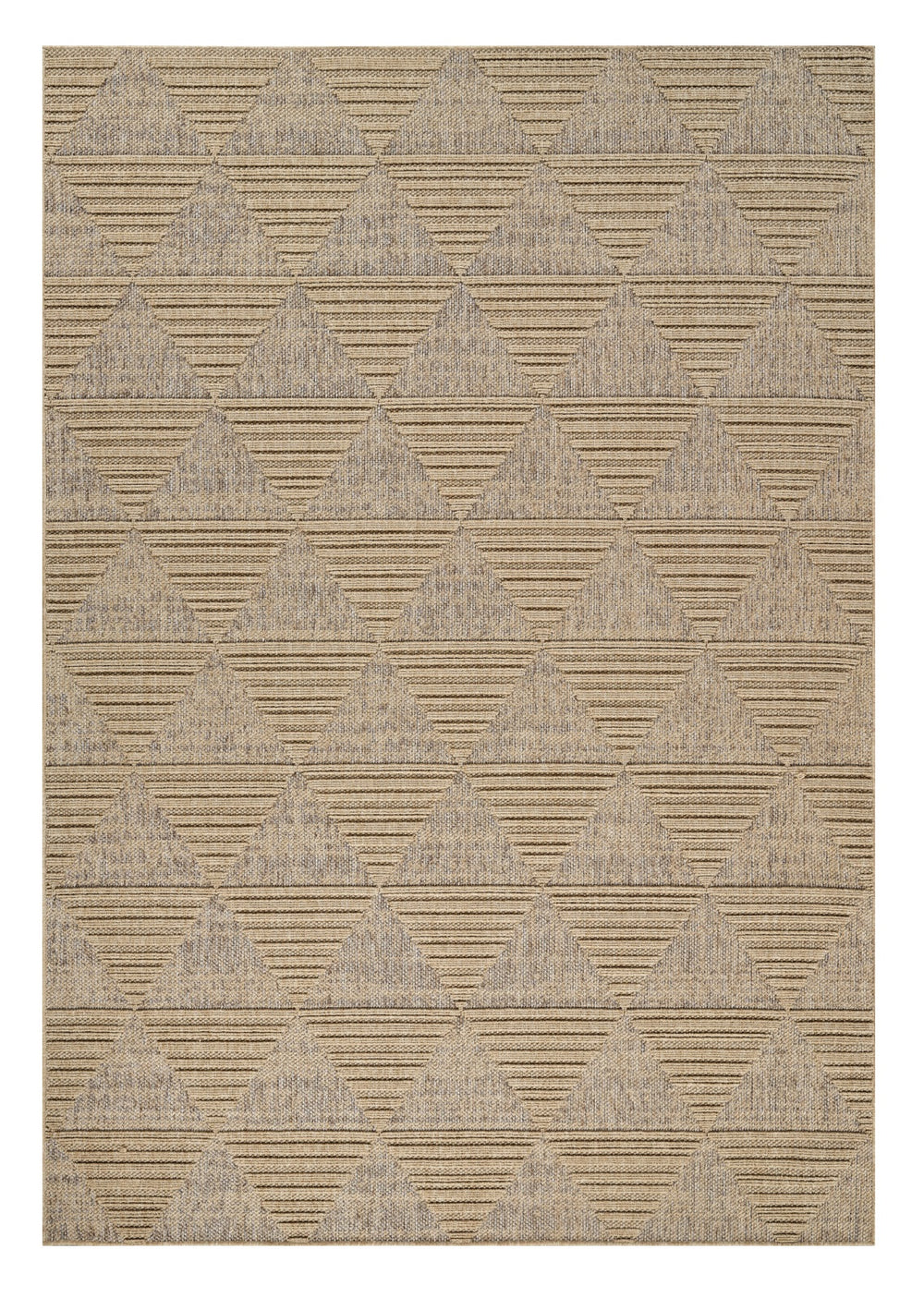Homeroots 5' X 8' Beige And Brown Geometric Distressed Indoor Outdoor Area Rug  Polypropylene 559065