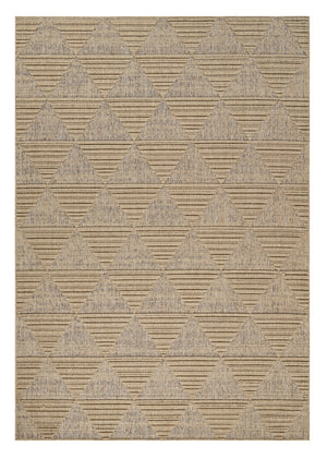 Homeroots 5' X 8' Beige And Brown Geometric Distressed Indoor Outdoor Area Rug  Polypropylene 559065