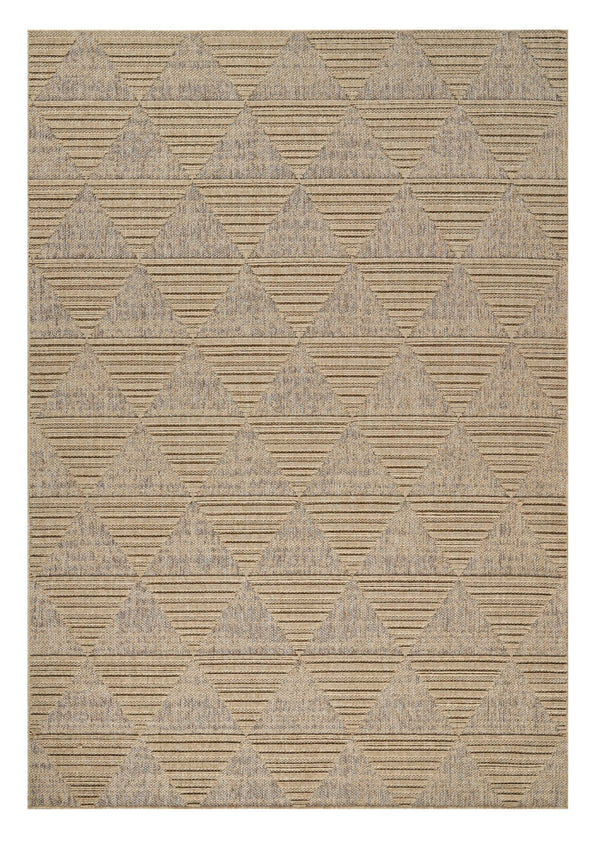 Homeroots 5' X 8' Beige And Brown Geometric Distressed Indoor Outdoor Area Rug  Polypropylene 559065