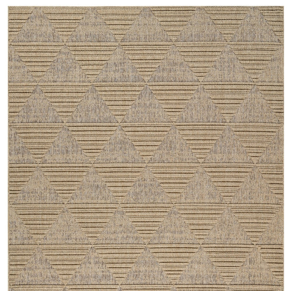 Homeroots 7' X 10' Beige And Brown Geometric Distressed Indoor Outdoor Area Rug  Polypropylene 559066