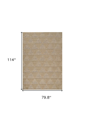 Homeroots 7' X 10' Beige And Brown Geometric Distressed Indoor Outdoor Area Rug  Polypropylene 559066