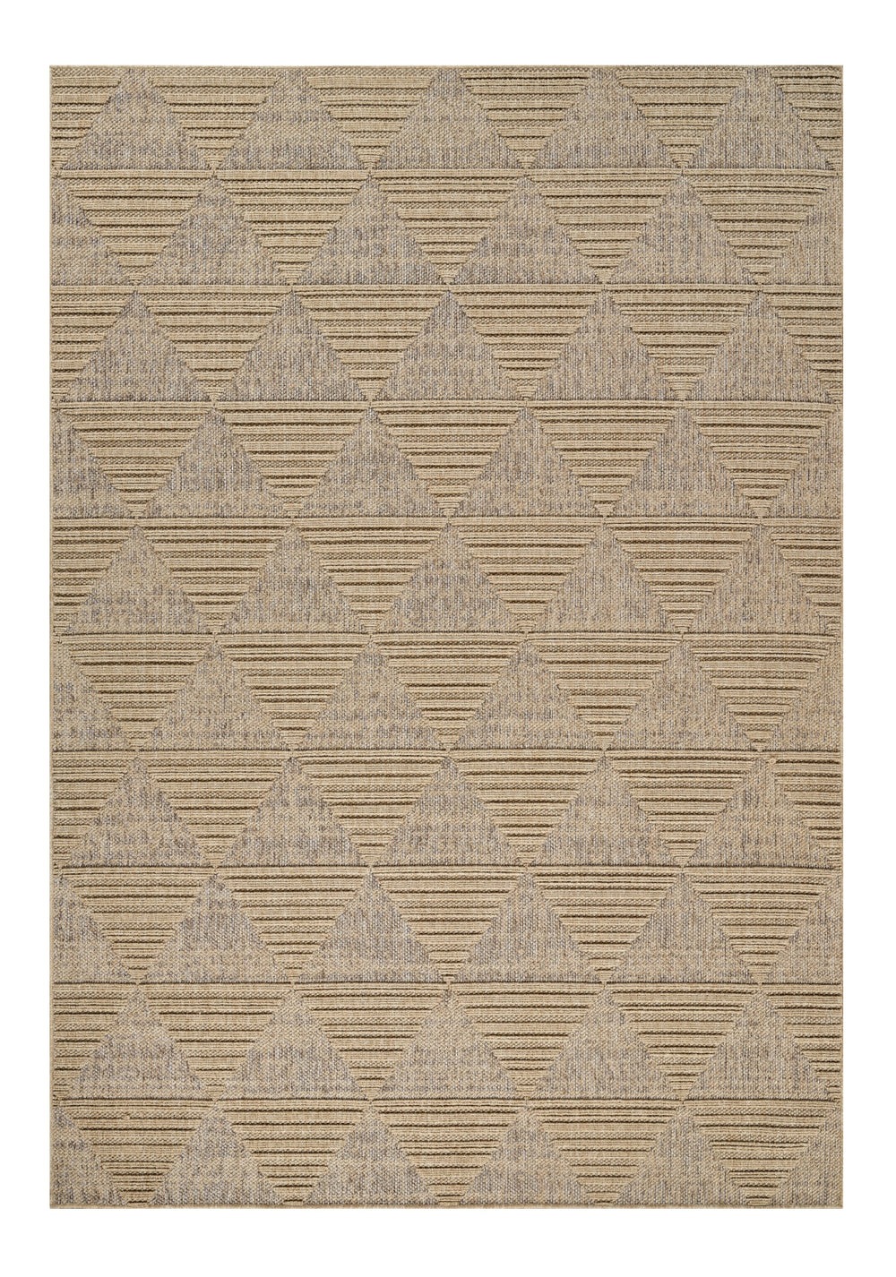 Homeroots 7' X 10' Beige And Brown Geometric Distressed Indoor Outdoor Area Rug  Polypropylene 559066