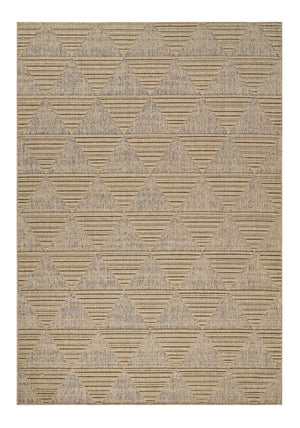Homeroots 7' X 10' Beige And Brown Geometric Distressed Indoor Outdoor Area Rug  Polypropylene 559066