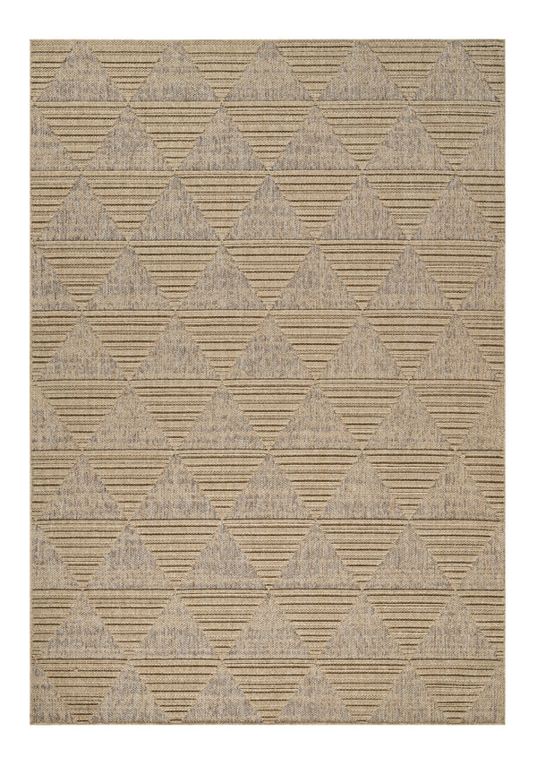 Homeroots 7' X 10' Beige And Brown Geometric Distressed Indoor Outdoor Area Rug  Polypropylene 559066