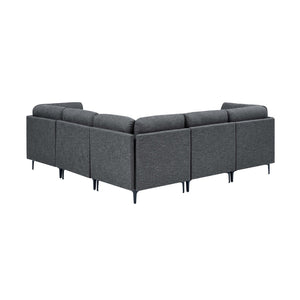 English Elm Linen Upholstered Modular Sectional Sofa with Tall Black Metal Legs for Living Room Dark Gray B2748S00112