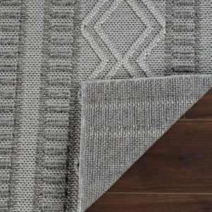 Homeroots 4' X 6' Beige And Gray Striped Distressed Indoor Outdoor Area Rug  Polypropylene 559069