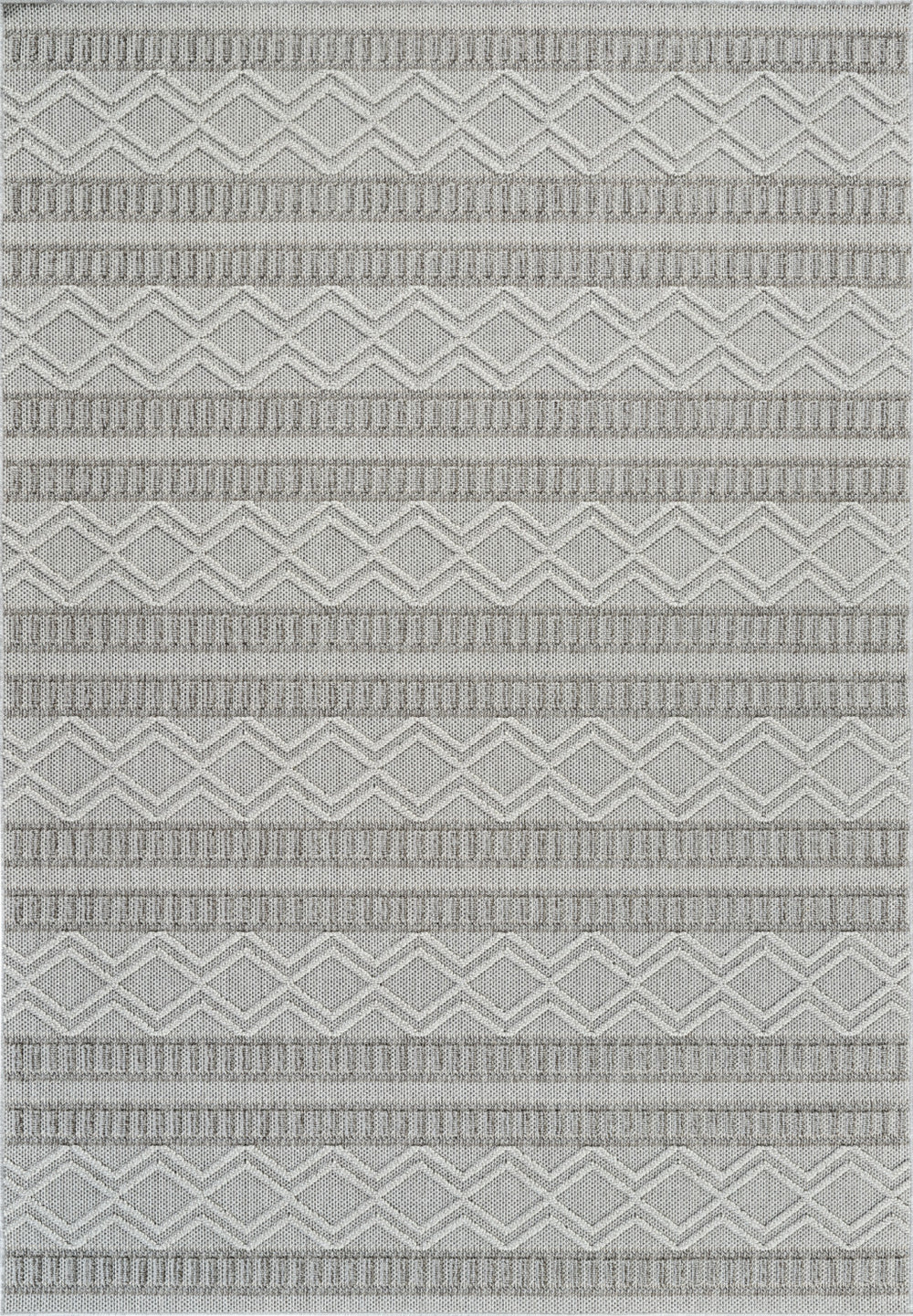 Homeroots 5' X 8' Beige And Gray Striped Distressed Indoor Outdoor Area Rug  Polypropylene 559070