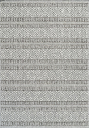Homeroots 5' X 8' Beige And Gray Striped Distressed Indoor Outdoor Area Rug  Polypropylene 559070