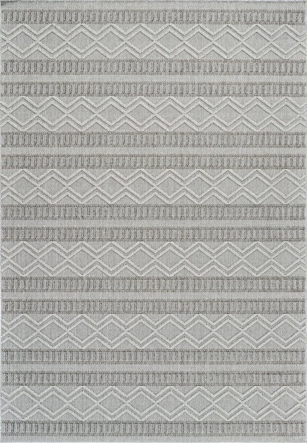 Homeroots 5' X 8' Beige And Gray Striped Distressed Indoor Outdoor Area Rug  Polypropylene 559070