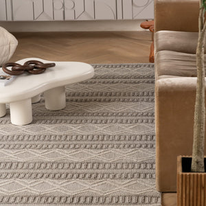 HomeRoots 5' Beige and Gray Striped Distressed Area Rug - Stylish, Durable, Ideal for Indoor and Outdoor Use 7' X 10' 559071