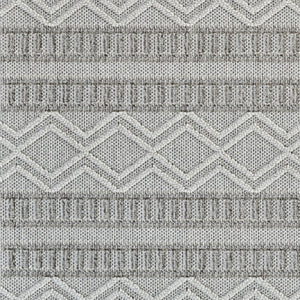 Homeroots 7' X 10' Beige And Gray Striped Distressed Indoor Outdoor Area Rug  Polypropylene 559071