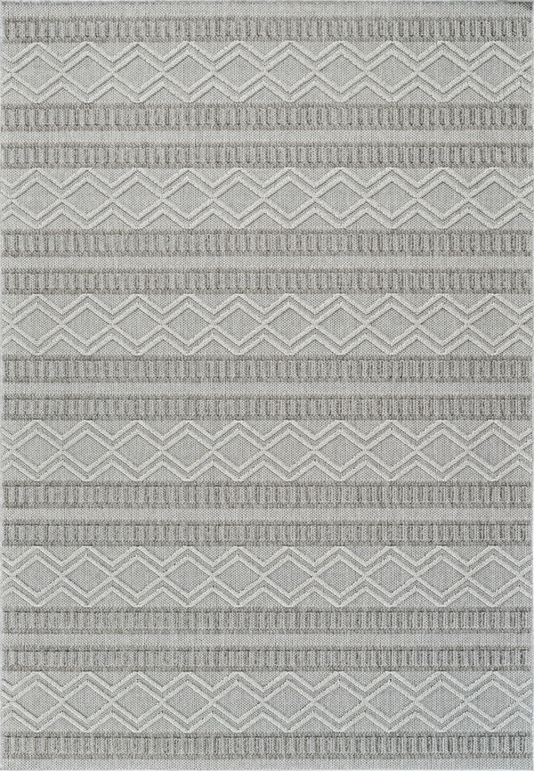 Homeroots 8' X 11' Beige And Gray Striped Distressed Indoor Outdoor Area Rug  Polypropylene 559072