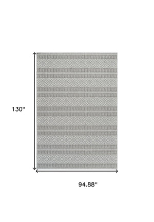 Homeroots 8' X 11' Beige And Gray Striped Distressed Indoor Outdoor Area Rug  Polypropylene 559072