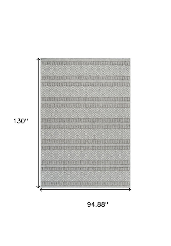 Homeroots 8' X 11' Beige And Gray Striped Distressed Indoor Outdoor Area Rug  Polypropylene 559072