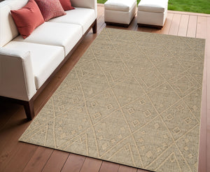 Homeroots 4' X 6' Beige And Brown Geometric Distressed Indoor Outdoor Area Rug  Polypropylene 559074